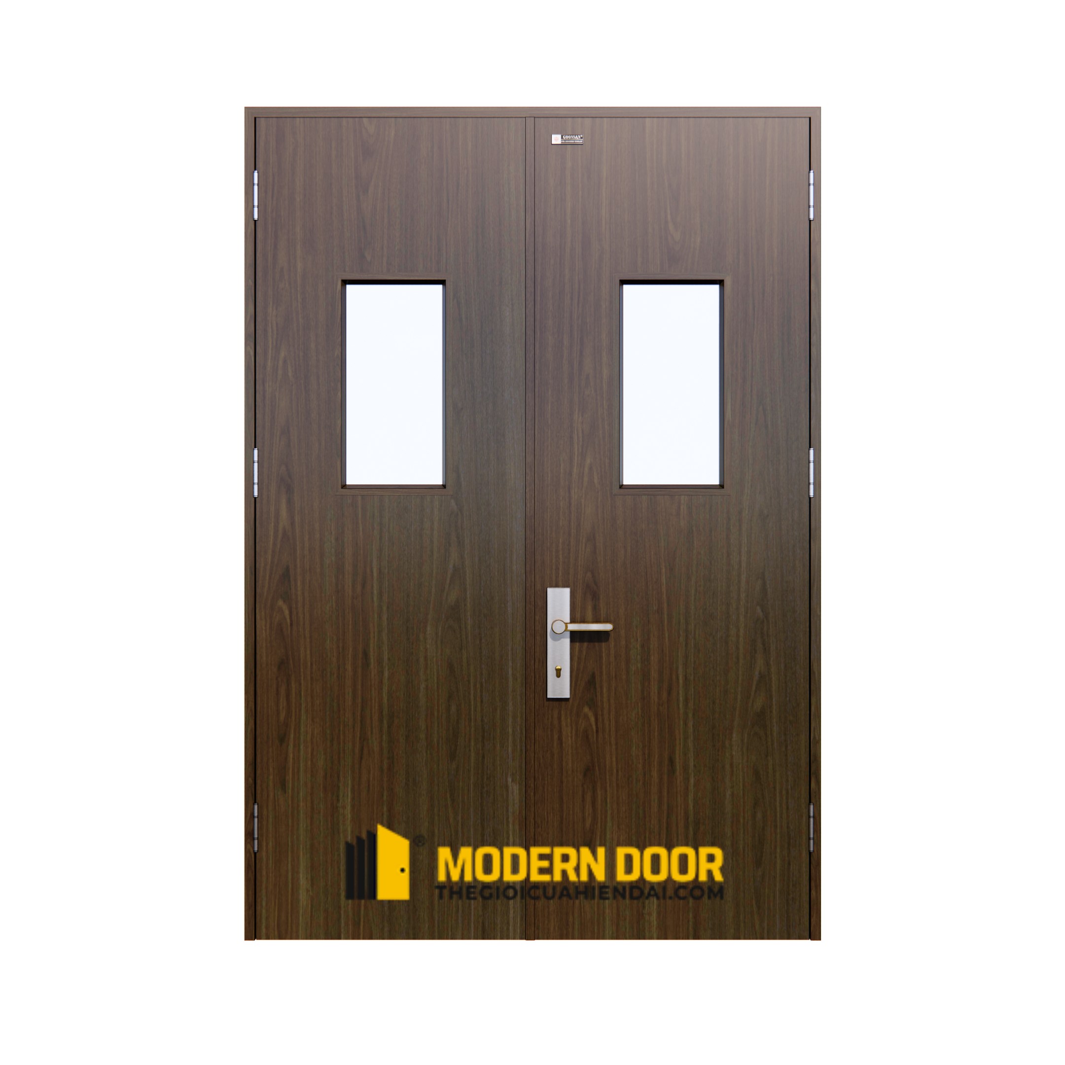 Cửa thép vân gỗ biệt thự MD - 2 cánh 01