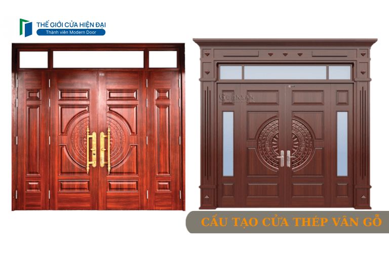 cấu tạo cửa thép vân gỗ