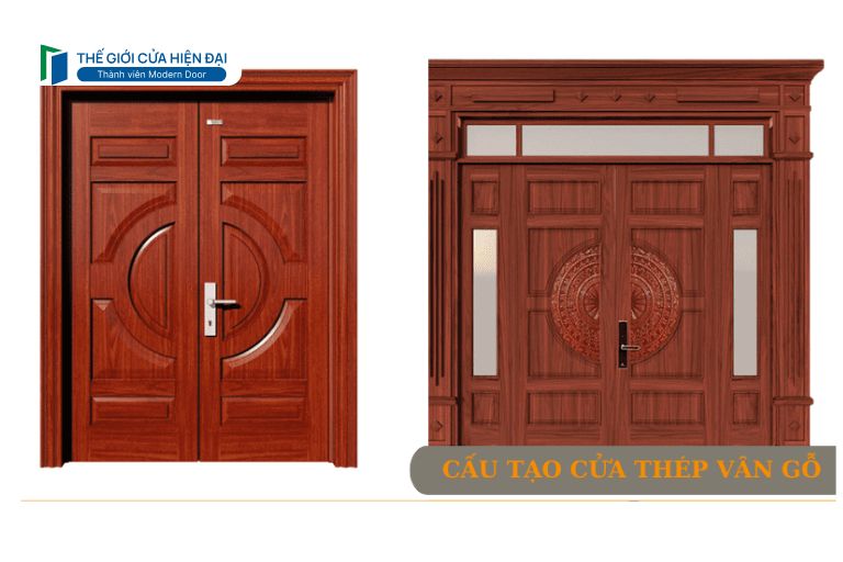 cấu tạo cửa thép vân gỗ
