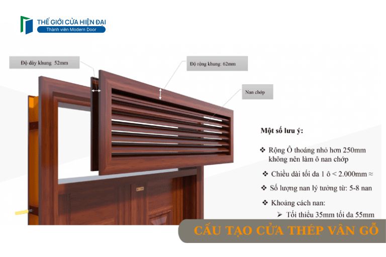 cấu tạo cửa thép vân gỗ