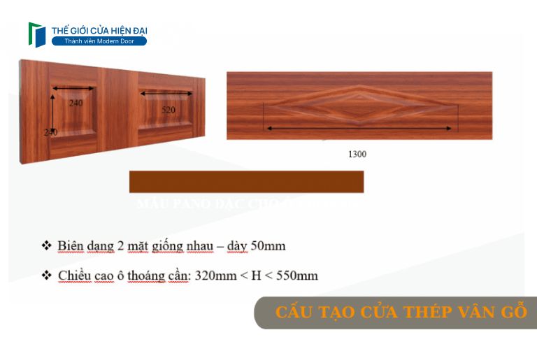 cấu tạo cửa thép vân gỗ