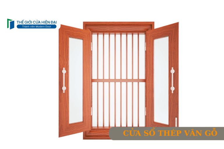 cửa sổ thép vân gỗ