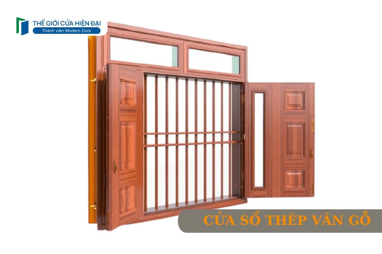cửa sổ thép vân gỗ