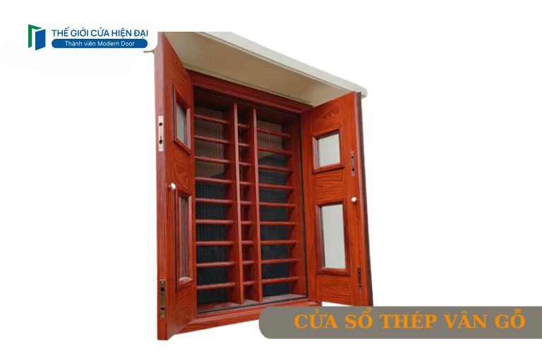cửa sổ thép vân gỗ