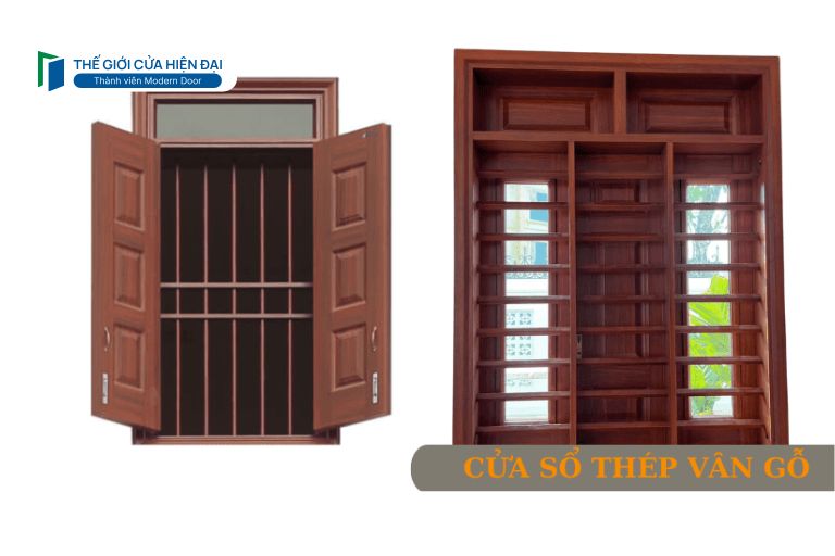 cửa sổ thép vân gỗ