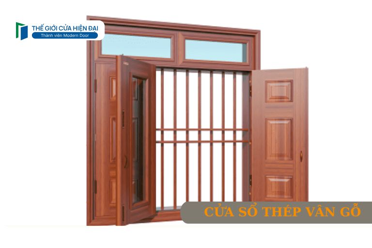 cửa sổ thép vân gỗ