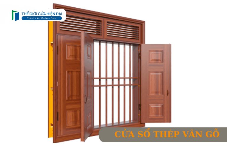 cửa sổ thép vân gỗ
