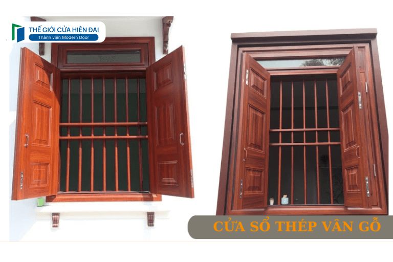cửa sổ thép vân gỗ