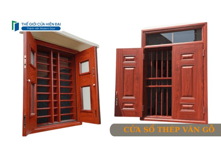 cửa sổ thép vân gỗ