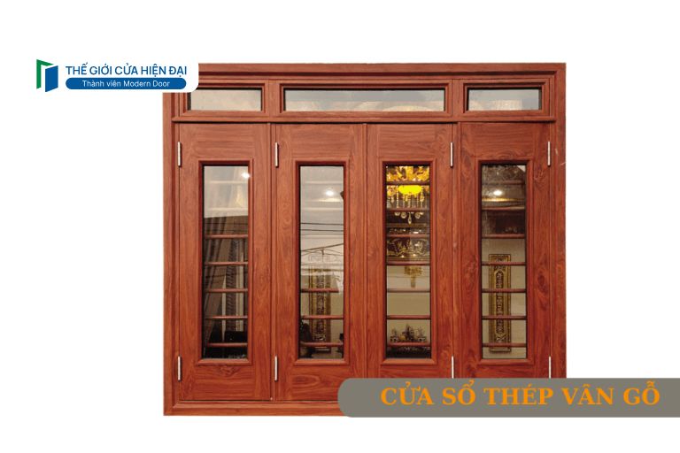 cửa sổ thép vân gỗ