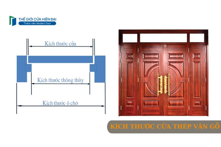 kích thước cửa thép vân gỗ