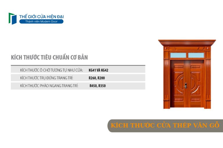 kích thước cửa thép vân gỗ