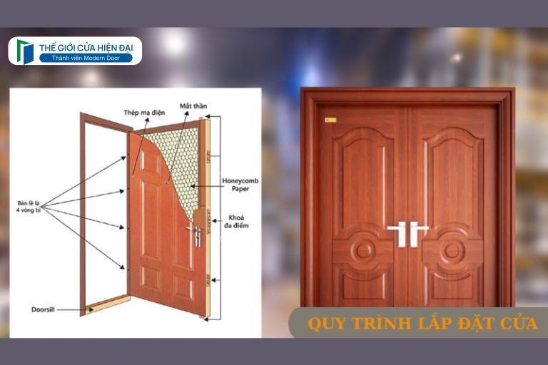 quy trình lắp đặt cửa thép vân gỗ