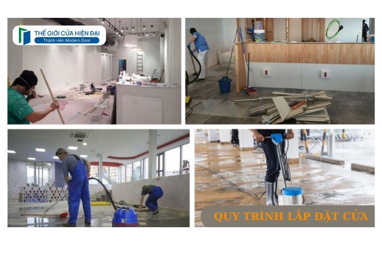 quy trình lắp đặt cửa thép vân gỗ