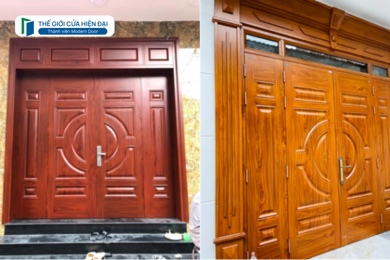 cửa thép vân gỗ tại long an