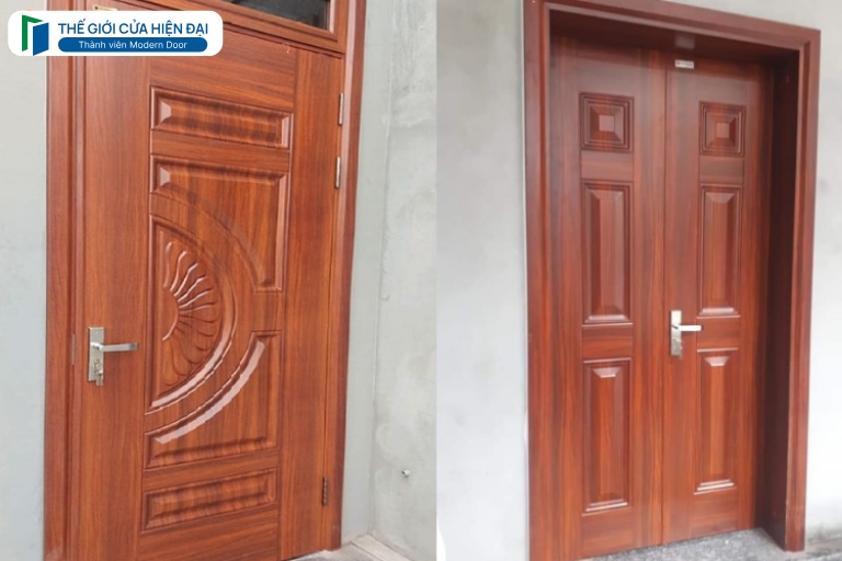 cửa thép vân gỗ tại long an